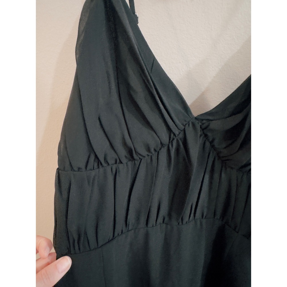 PrettyLittleThing Black Ruched Cup Detail Midi Dress US Size M Gothic Milkmaid - Picture 4 of 10